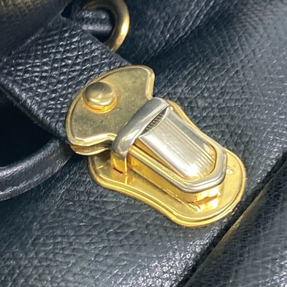 VERSACE vintage Logo Chain Sunburst backpack bag Leather Black/Gold
